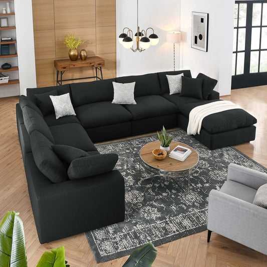 Modway Furniture Commix 7-Piece Down Filled Overstuffed Sectional Sofa by Modway - EEI-3364-BLK