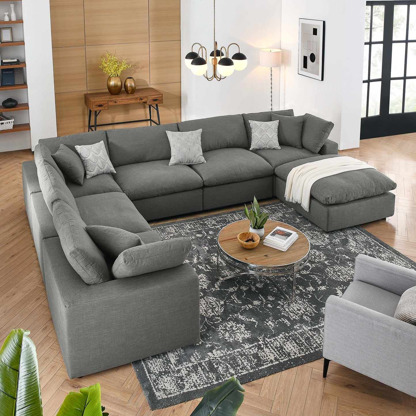Modway Furniture Commix 7-Piece Down Filled Overstuffed Sectional Sofa by Modway - EEI-3364-BLK