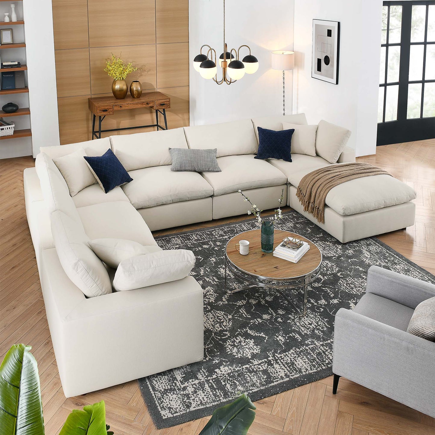 Modway Furniture Commix 7-Piece Down Filled Overstuffed Sectional Sofa by Modway - EEI-3364-BLK