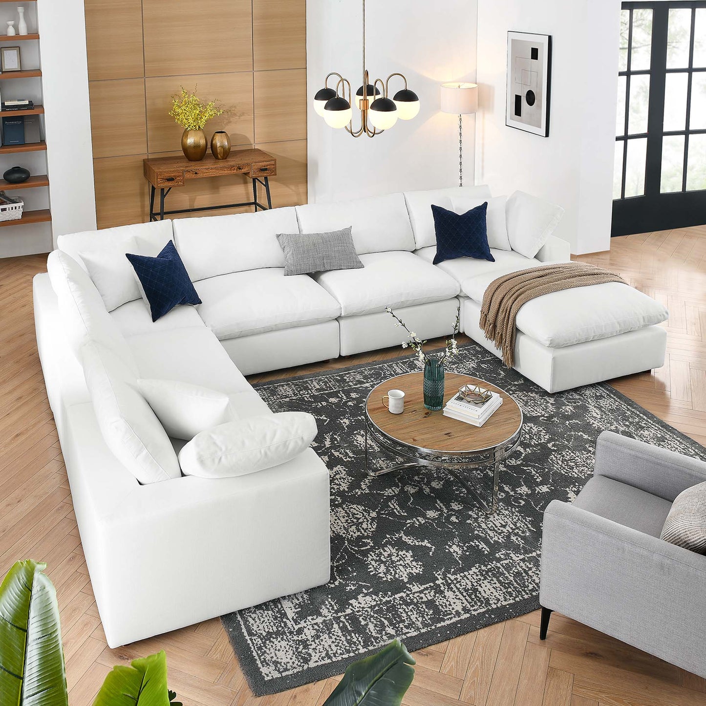 Modway Furniture Commix 7-Piece Down Filled Overstuffed Sectional Sofa by Modway - EEI-3364-BLK
