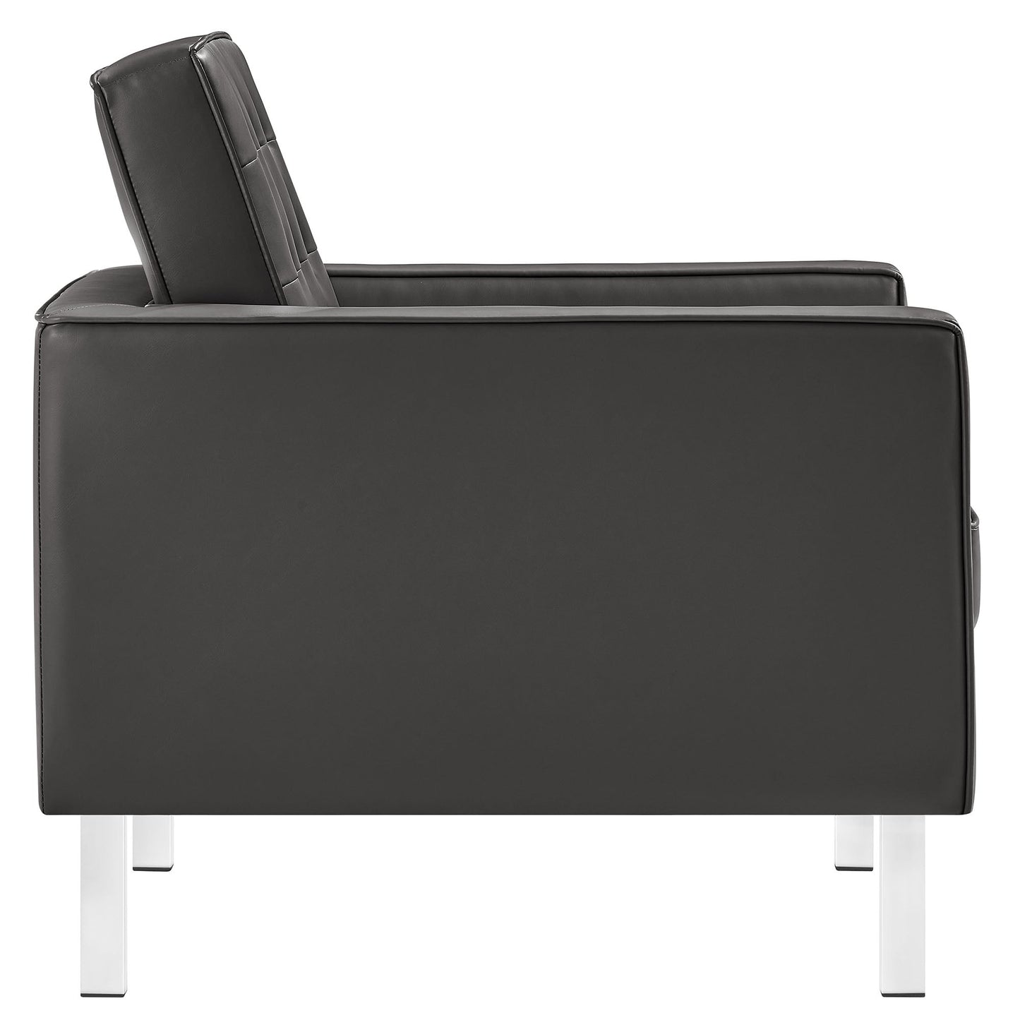 Modway furniture Loft  Tufted Vegan Leather Armchair and Ottoman Set - EEI-6409-SLV-GRY-SET