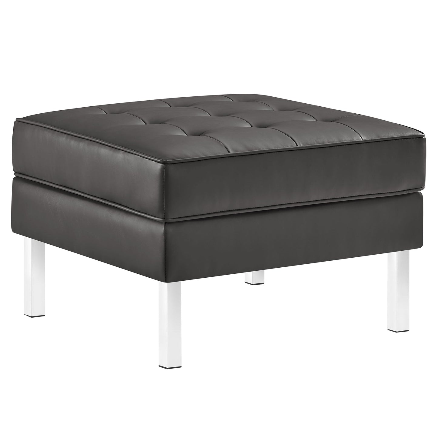 Modway furniture Loft  Tufted Vegan Leather Armchair and Ottoman Set - EEI-6409-SLV-GRY-SET