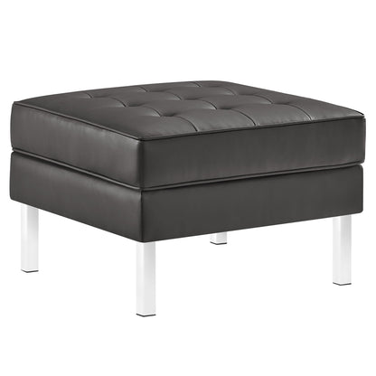 Modway furniture Loft  Tufted Vegan Leather Armchair and Ottoman Set - EEI-6409-SLV-GRY-SET