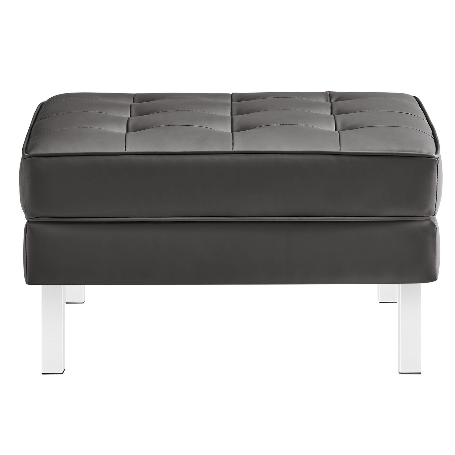 Modway furniture Loft  Tufted Vegan Leather Armchair and Ottoman Set - EEI-6409-SLV-GRY-SET