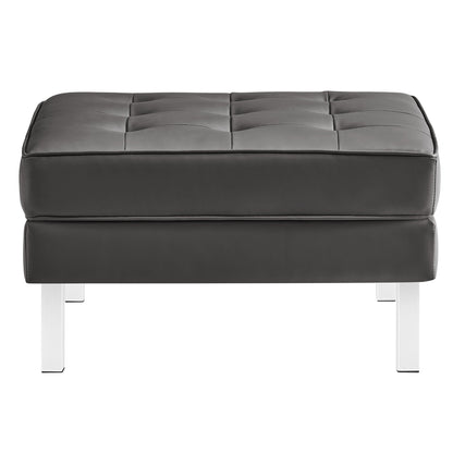 Modway furniture Loft  Tufted Vegan Leather Armchair and Ottoman Set - EEI-6409-SLV-GRY-SET