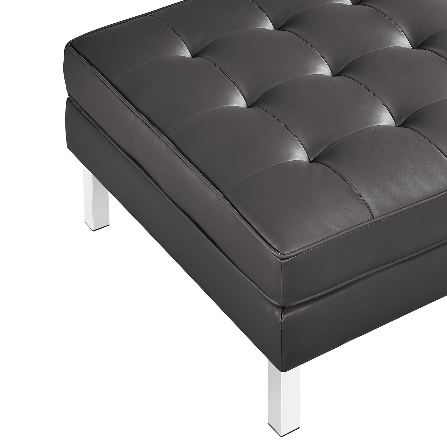 Modway furniture Loft  Tufted Vegan Leather Armchair and Ottoman Set - EEI-6409-SLV-GRY-SET