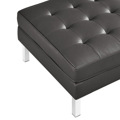 Modway furniture Loft  Tufted Vegan Leather Armchair and Ottoman Set - EEI-6409-SLV-GRY-SET