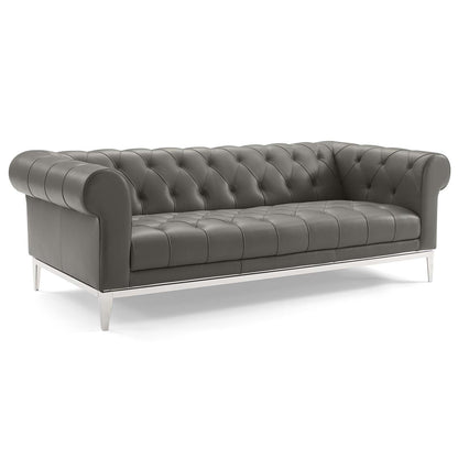 Modway Idyll Tufted Button Upholstered Leather Chesterfield Sofa - EEI-3441-TAN