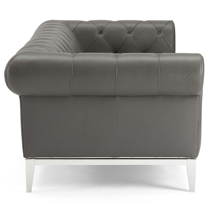 Modway Idyll Tufted Button Upholstered Leather Chesterfield Sofa - EEI-3441-TAN