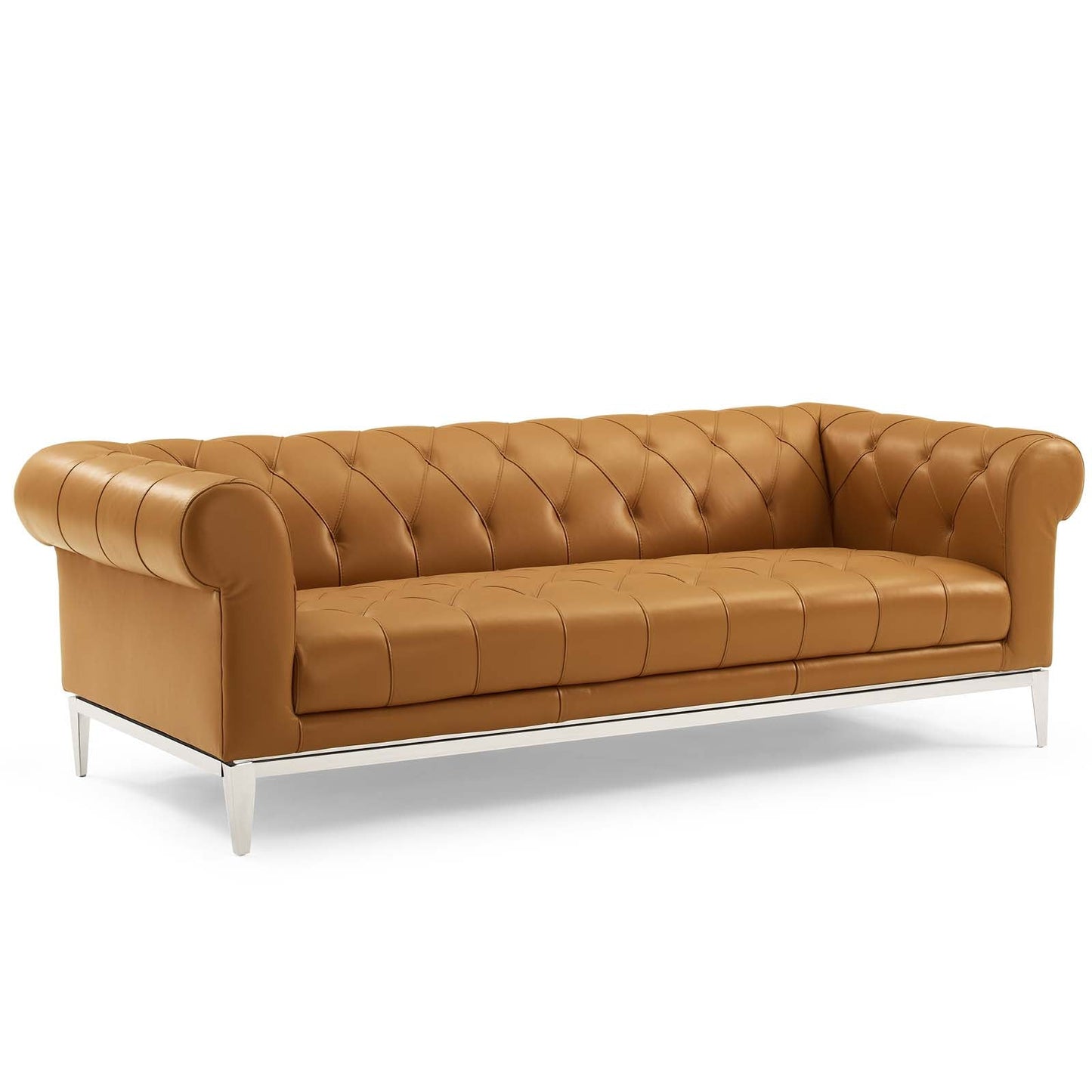 Modway Idyll Tufted Button Upholstered Leather Chesterfield Sofa - EEI-3441-TAN