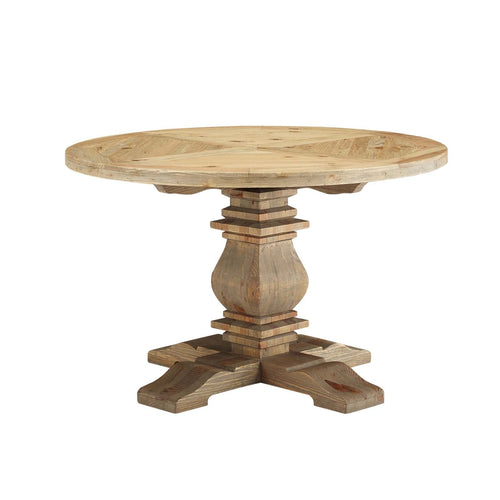 Modway Furniture Column 47" Round Pine Wood Dining Table - EEI-3491-BRN