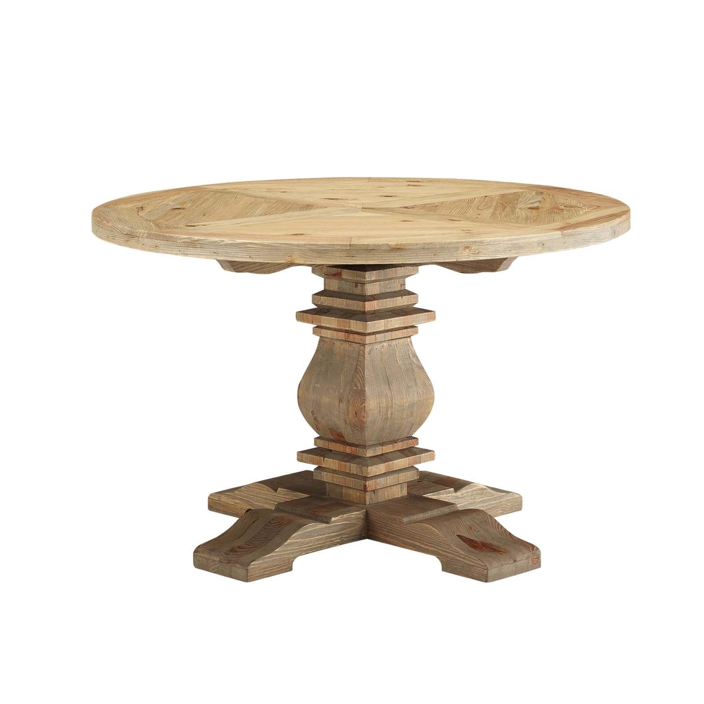 Modway Furniture Column 47" Round Pine Wood Dining Table - EEI-3491-BRN