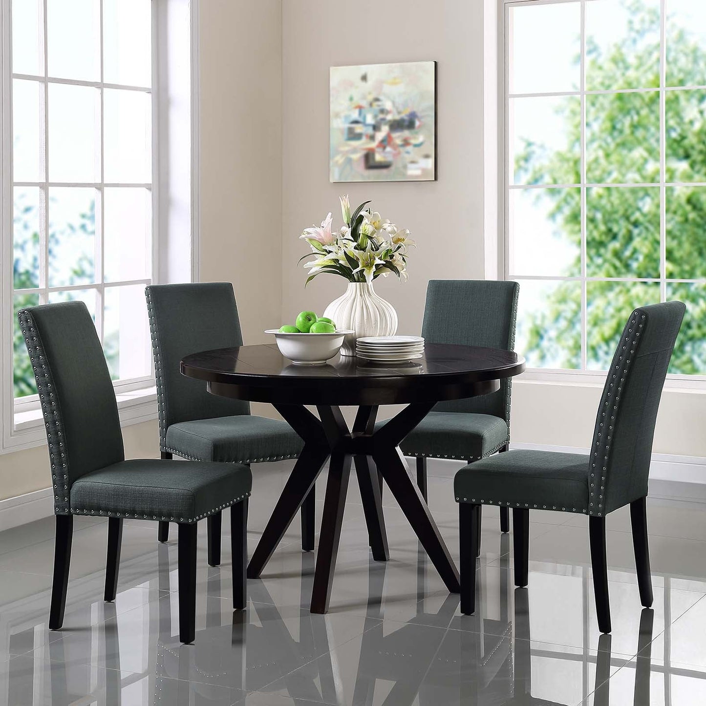 Modway furniture Parcel Dining Side Chair Fabric Set of 4 - EEI-3552-BEI