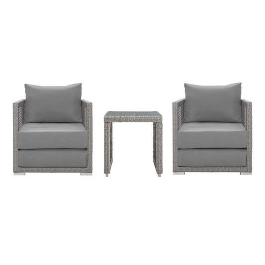 Modway Furniture Aura 3 Piece Outdoor Patio Wicker Rattan Set – EEI-3595-GRY-GRY-SET