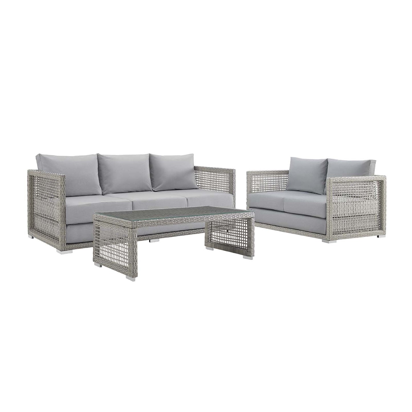 Modway Furniture Aura 3 Piece Outdoor Patio Wicker Rattan Set – EEI-3598-GRY-GRY-SET