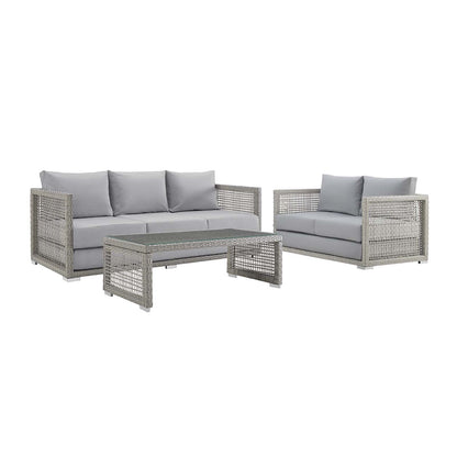 Modway Furniture Aura 3 Piece Outdoor Patio Wicker Rattan Set – EEI-3598-GRY-GRY-SET