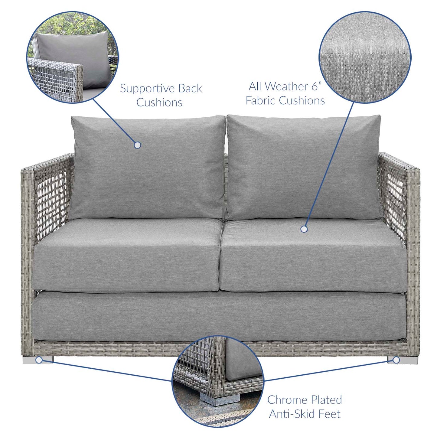 Modway Furniture Aura 3 Piece Outdoor Patio Wicker Rattan Set – EEI-3598-GRY-GRY-SET