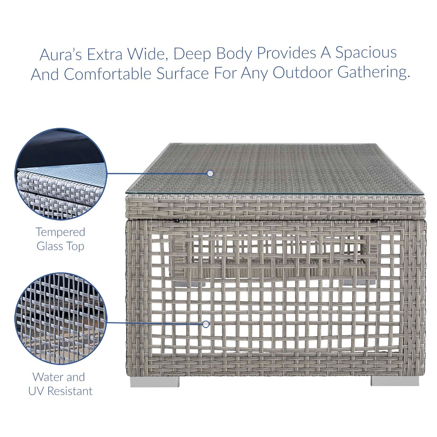 Modway Furniture Aura 3 Piece Outdoor Patio Wicker Rattan Set – EEI-3598-GRY-GRY-SET