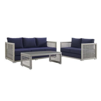Modway Furniture Aura 3 Piece Outdoor Patio Wicker Rattan Set – EEI-3598-GRY-GRY-SET