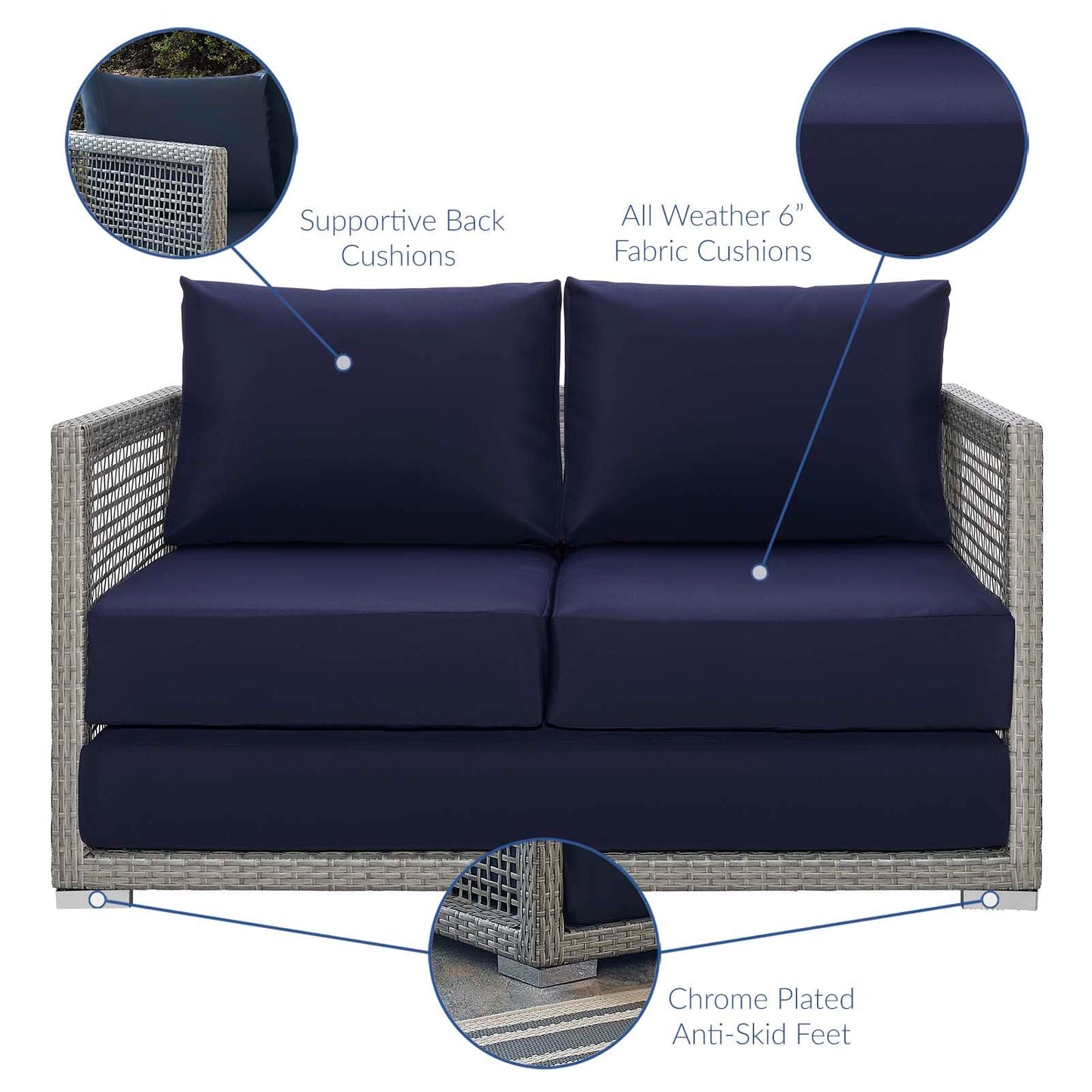 Modway Furniture Aura 3 Piece Outdoor Patio Wicker Rattan Set – EEI-3598-GRY-GRY-SET