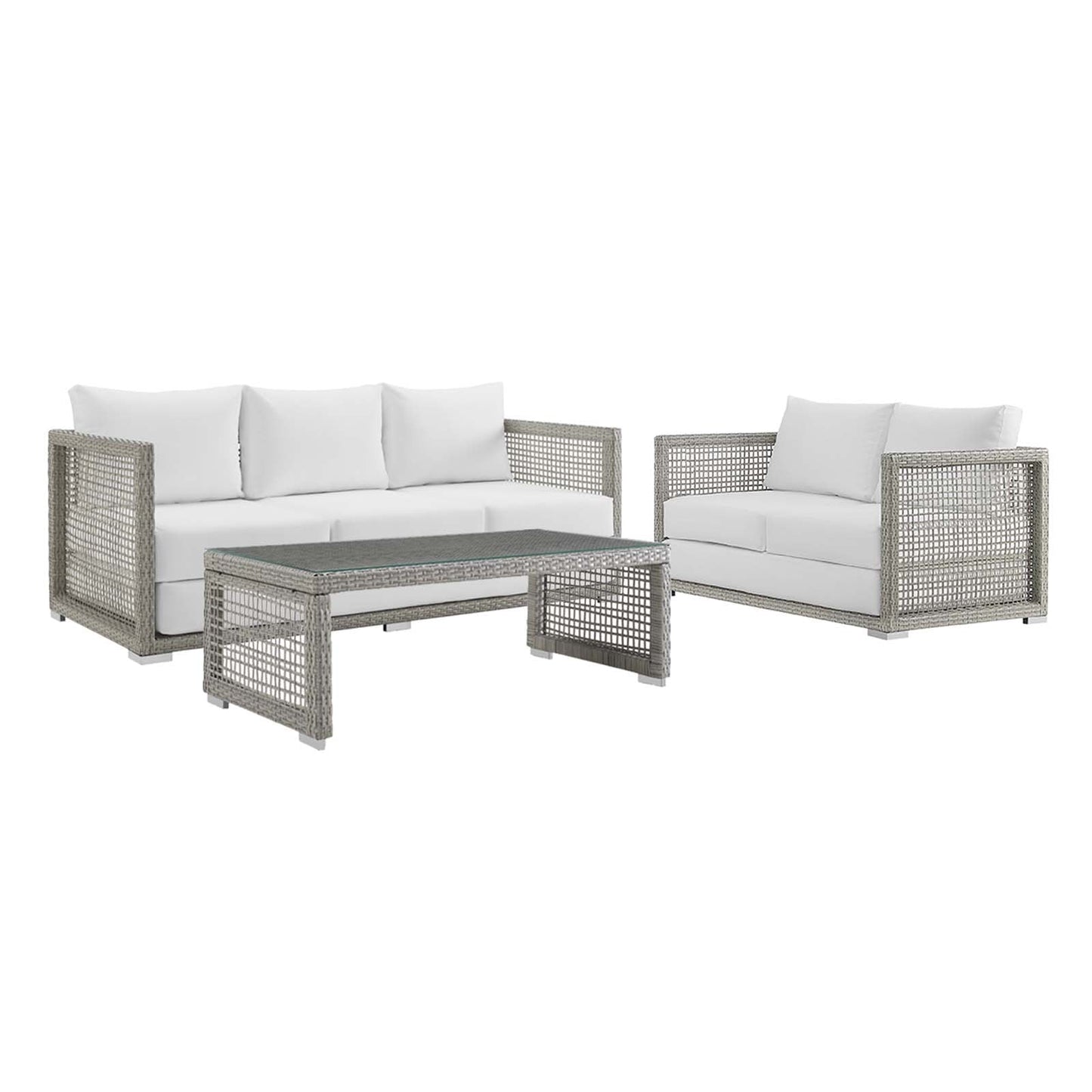 Modway Furniture Aura 3 Piece Outdoor Patio Wicker Rattan Set – EEI-3598-GRY-GRY-SET