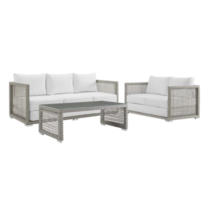 Modway Furniture Aura 3 Piece Outdoor Patio Wicker Rattan Set – EEI-3598-GRY-GRY-SET