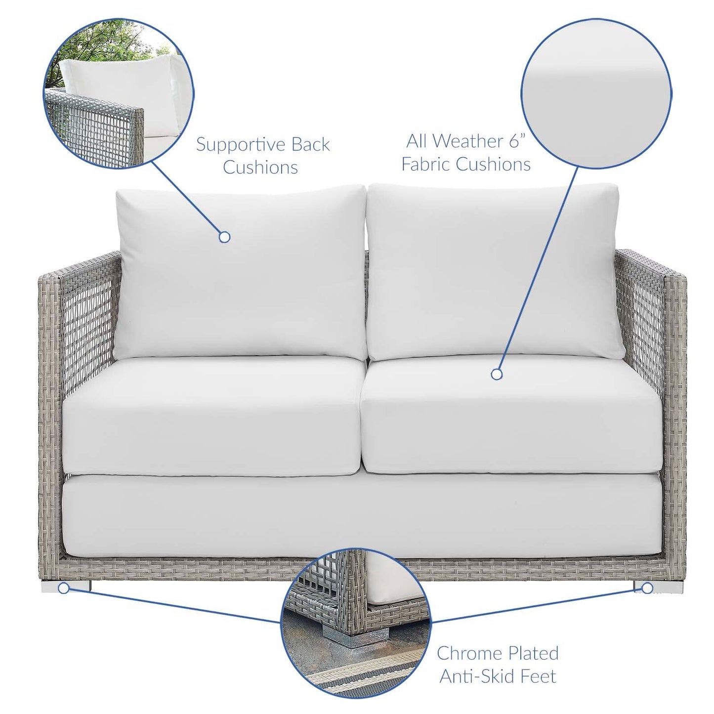 Modway Furniture Aura 3 Piece Outdoor Patio Wicker Rattan Set – EEI-3598-GRY-GRY-SET