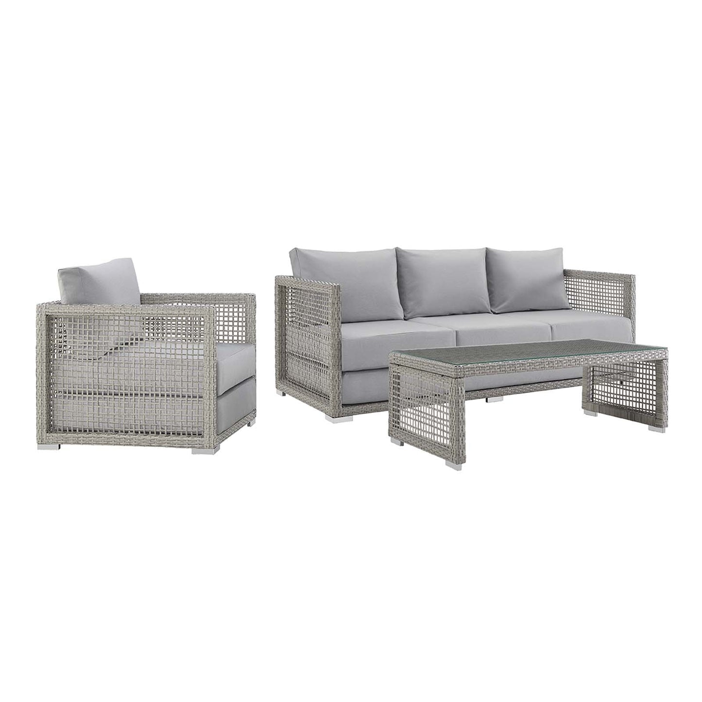 Modway Furniture Aura 3 Piece Outdoor Patio Wicker Rattan Set – EEI-3599-GRY-GRY-SET