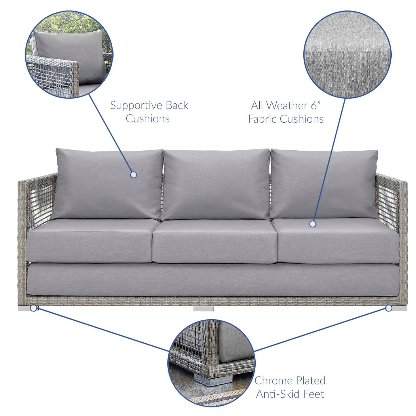 Modway Furniture Aura 3 Piece Outdoor Patio Wicker Rattan Set – EEI-3599-GRY-GRY-SET