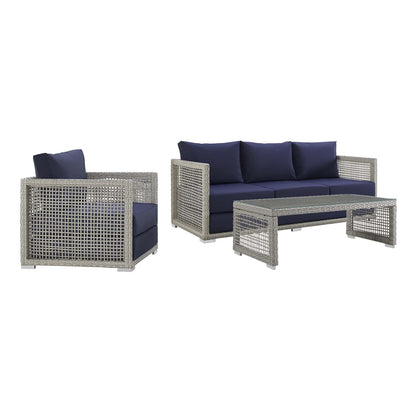 Modway Furniture Aura 3 Piece Outdoor Patio Wicker Rattan Set – EEI-3599-GRY-GRY-SET