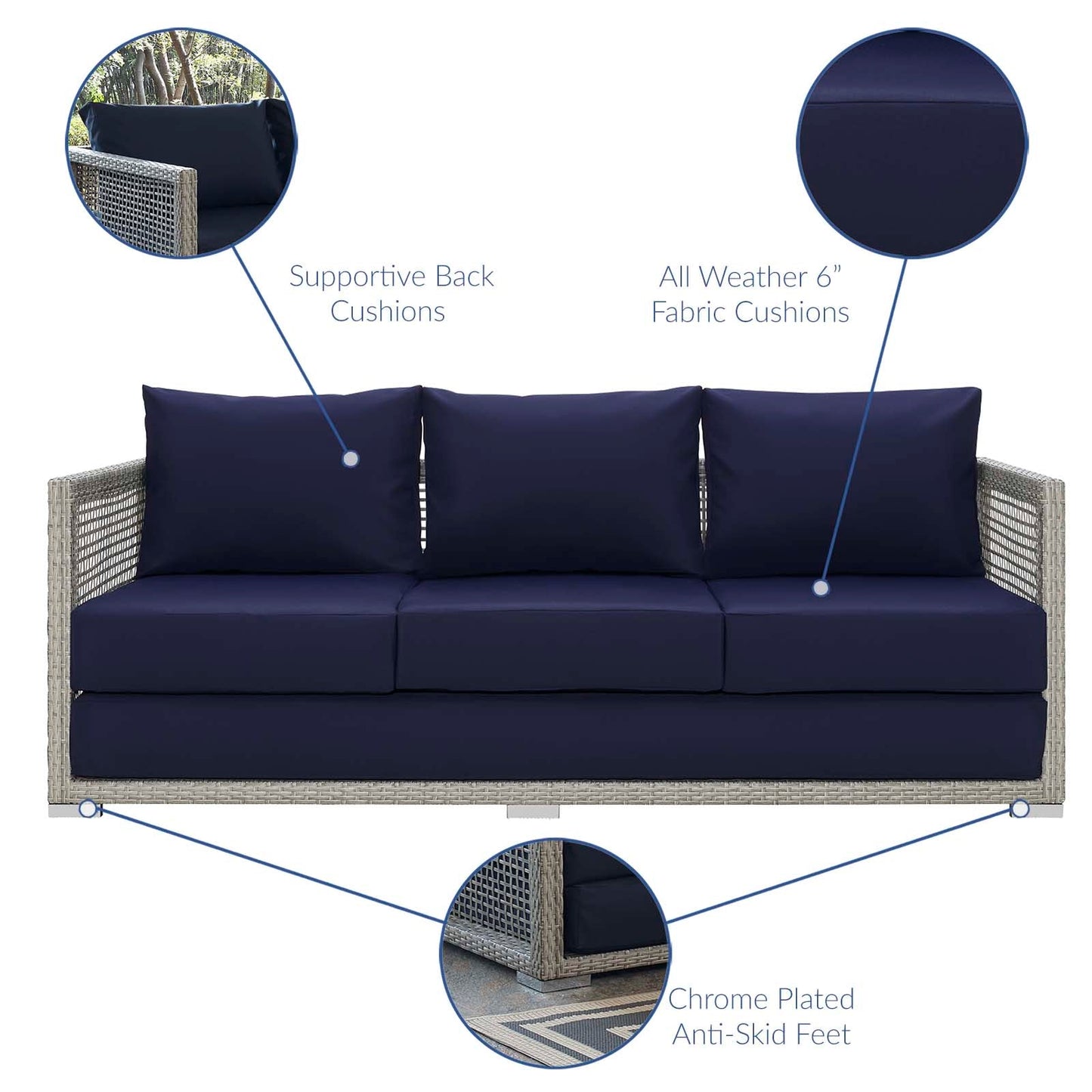 Modway Furniture Aura 3 Piece Outdoor Patio Wicker Rattan Set – EEI-3599-GRY-GRY-SET