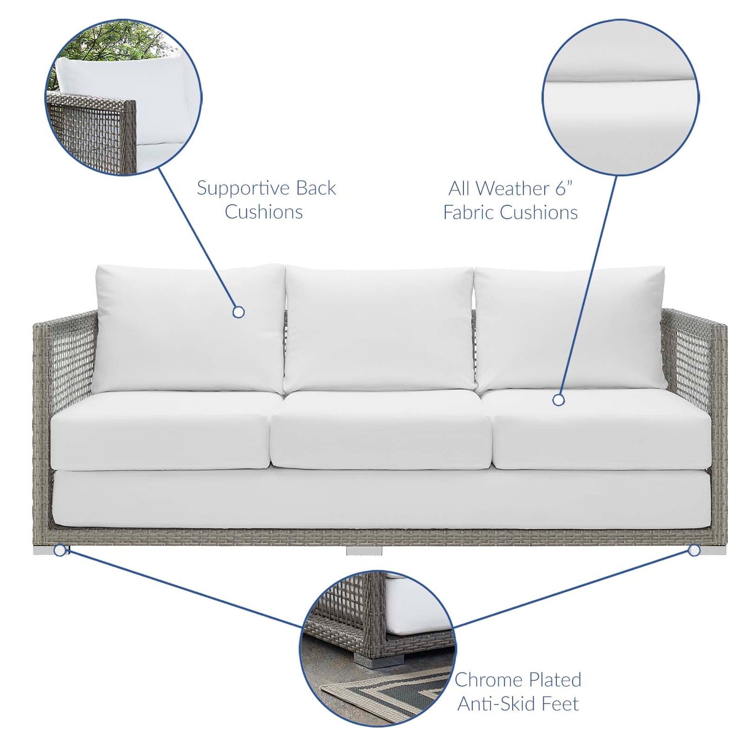 Modway Furniture Aura 3 Piece Outdoor Patio Wicker Rattan Set – EEI-3599-GRY-GRY-SET