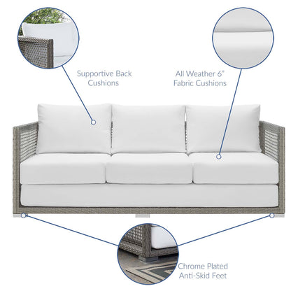 Modway Furniture Aura 3 Piece Outdoor Patio Wicker Rattan Set – EEI-3599-GRY-GRY-SET