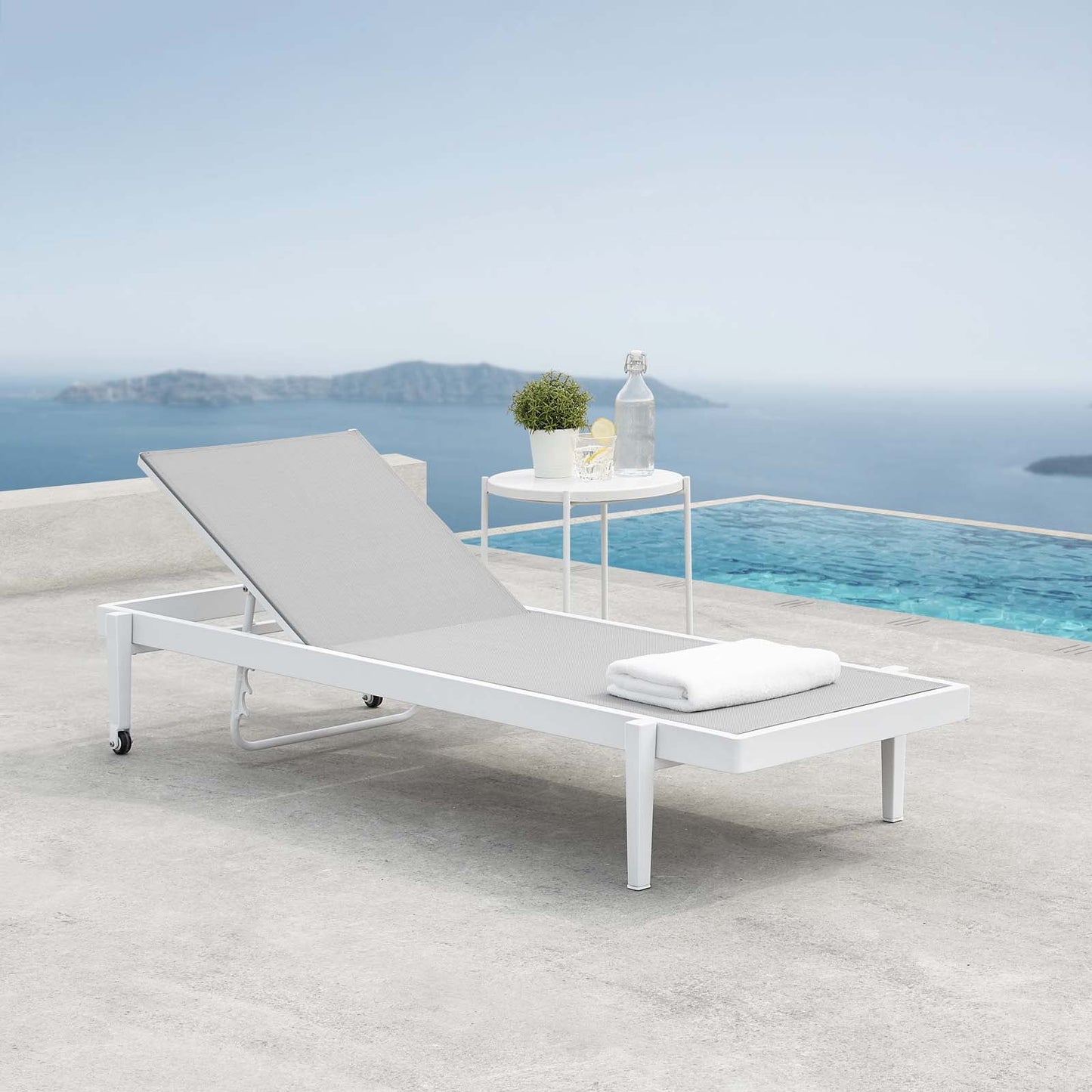 Modway Furniture Charleston Outdoor Patio Chaise Lounge Chair - EEI-3610-WHI-GRY