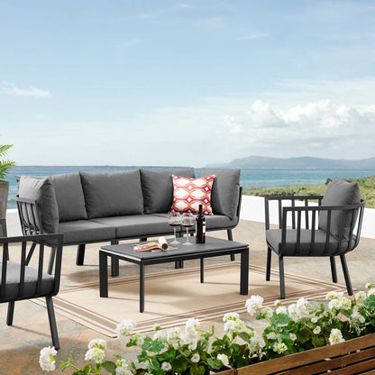 Modway Furniture Riverside 5 Piece Outdoor Patio Aluminum Set by Modway – EEI-3783-SLA-WHI