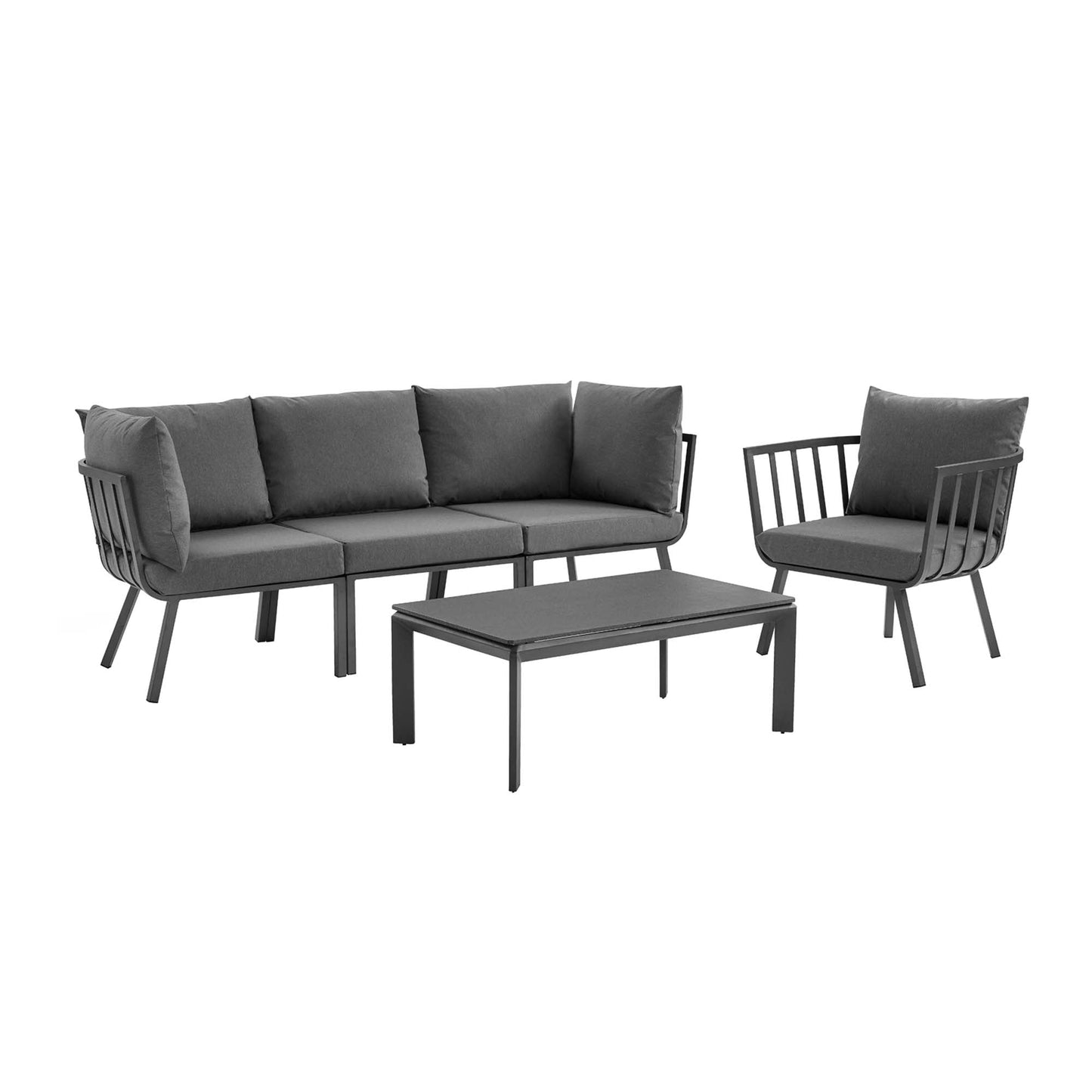 Modway Furniture Riverside 5 Piece Outdoor Patio Aluminum Set by Modway – EEI-3783-SLA-WHI
