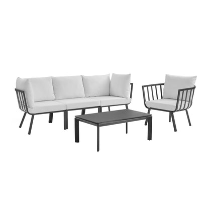 Modway Furniture Riverside 5 Piece Outdoor Patio Aluminum Set by Modway – EEI-3783-SLA-WHI