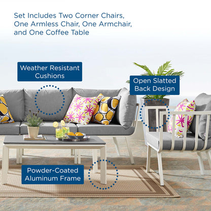 Modway Furniture Riverside 5 Piece Outdoor Patio Aluminum Set by Modway – EEI-3783-SLA-WHI