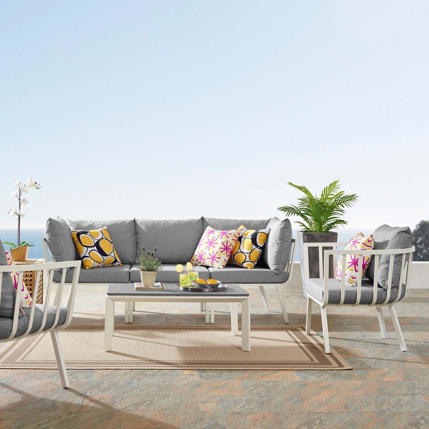 Modway Furniture Riverside 5 Piece Outdoor Patio Aluminum Set by Modway – EEI-3783-SLA-WHI
