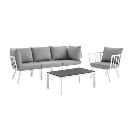 Modway Furniture Riverside 5 Piece Outdoor Patio Aluminum Set by Modway – EEI-3783-SLA-WHI