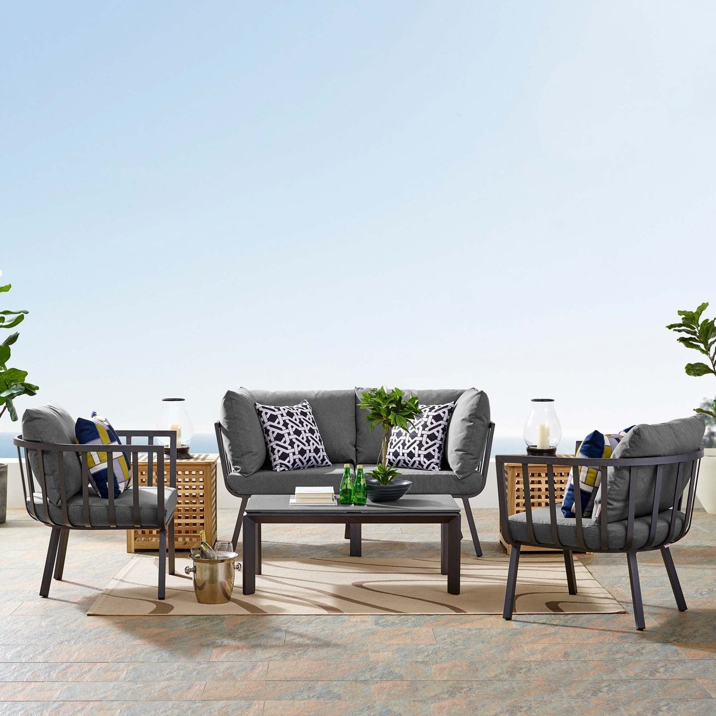 Modway Furniture Riverside 5 Piece Outdoor Patio Aluminum Set by Modway – EEI-3786-SLA-WHI