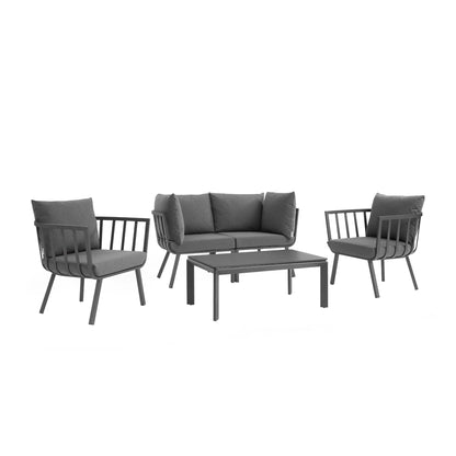 Modway Furniture Riverside 5 Piece Outdoor Patio Aluminum Set by Modway – EEI-3786-SLA-WHI