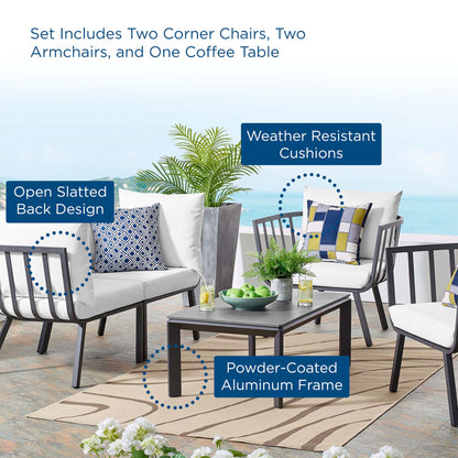 Modway Furniture Riverside 5 Piece Outdoor Patio Aluminum Set by Modway – EEI-3786-SLA-WHI
