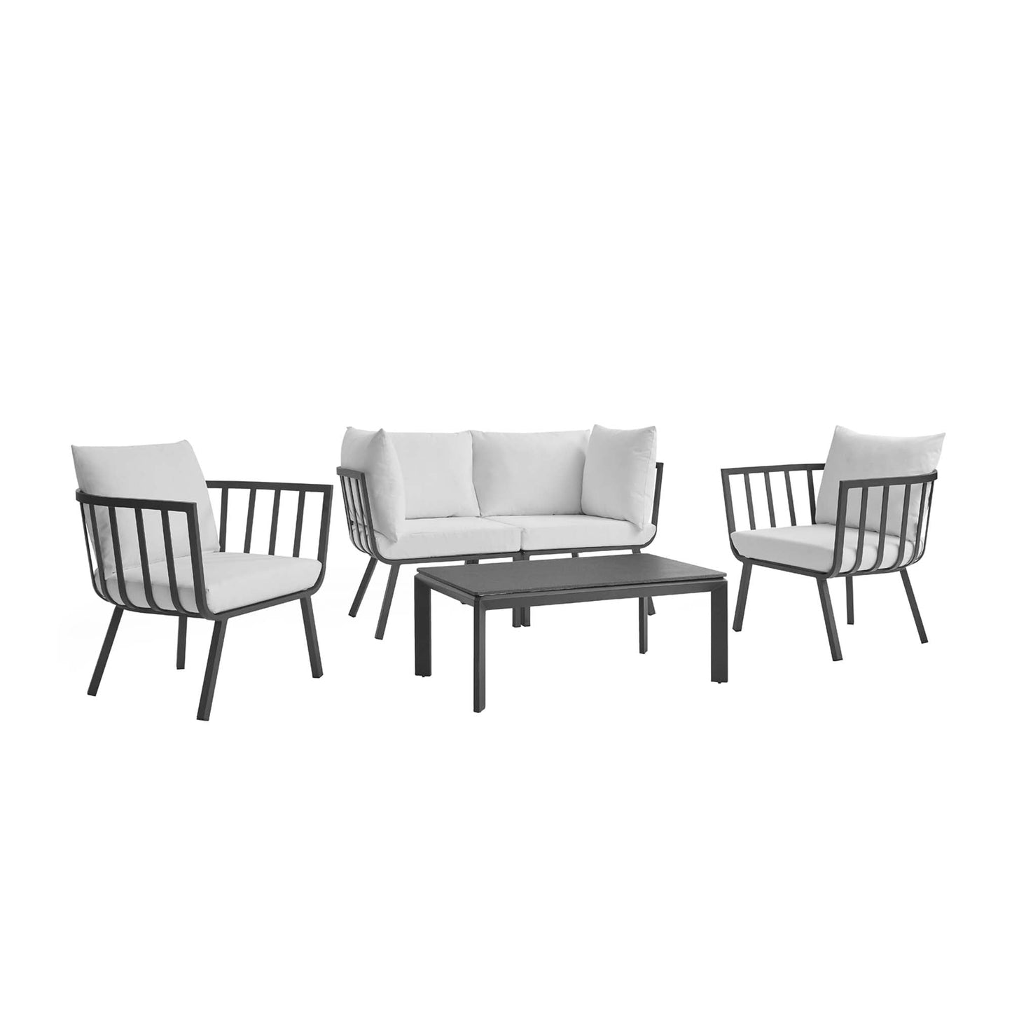 Modway Furniture Riverside 5 Piece Outdoor Patio Aluminum Set by Modway – EEI-3786-SLA-WHI