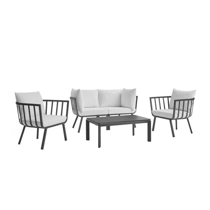 Modway Furniture Riverside 5 Piece Outdoor Patio Aluminum Set by Modway – EEI-3786-SLA-WHI