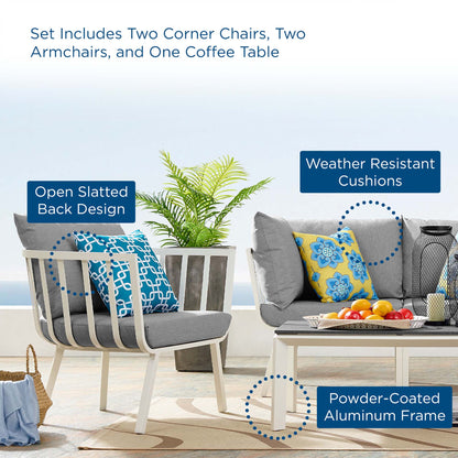 Modway Furniture Riverside 5 Piece Outdoor Patio Aluminum Set by Modway – EEI-3786-SLA-WHI