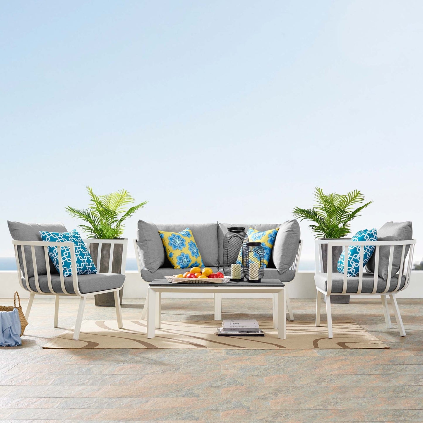 Modway Furniture Riverside 5 Piece Outdoor Patio Aluminum Set by Modway – EEI-3786-SLA-WHI