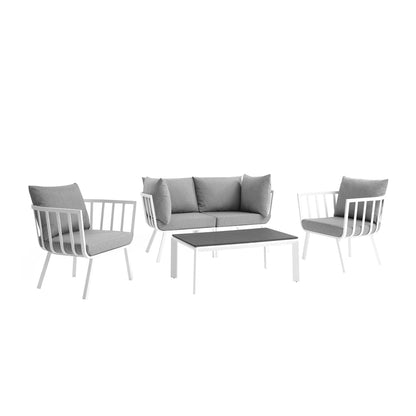 Modway Furniture Riverside 5 Piece Outdoor Patio Aluminum Set by Modway – EEI-3786-SLA-WHI