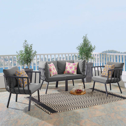 Modway Furniture Riverside 4 Piece Outdoor Patio Aluminum Set by Modway - EEI-3787-WHI-NAV
