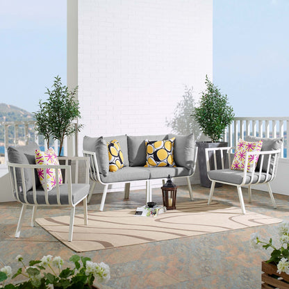Modway Furniture Riverside 4 Piece Outdoor Patio Aluminum Set by Modway - EEI-3787-WHI-NAV